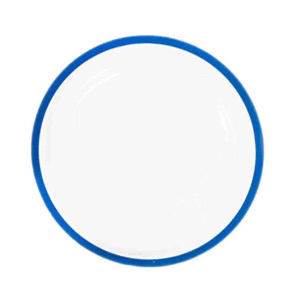 10 Disposable Round Plastic Dessert Plates with Gold Rim