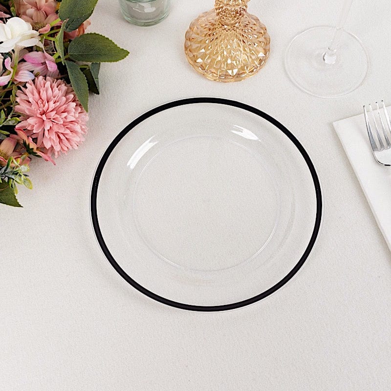10 Disposable Round Plastic Dessert Plates with Gold Rim