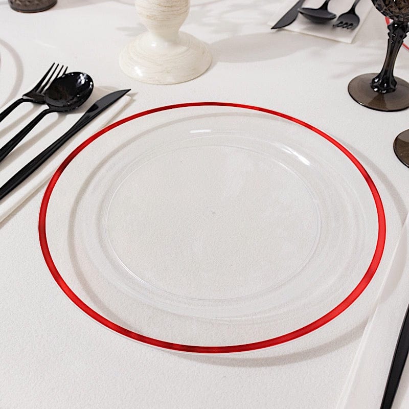 10 Disposable Round Plastic Dessert Plates with Gold Rim