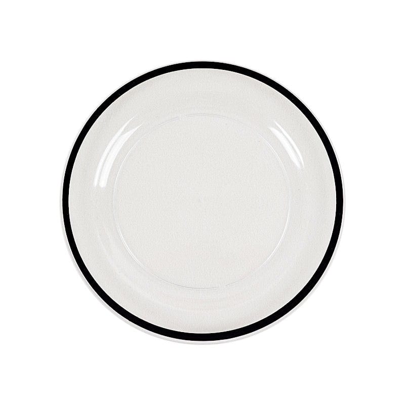 10 Disposable Round Plastic Dessert Plates with Gold Rim