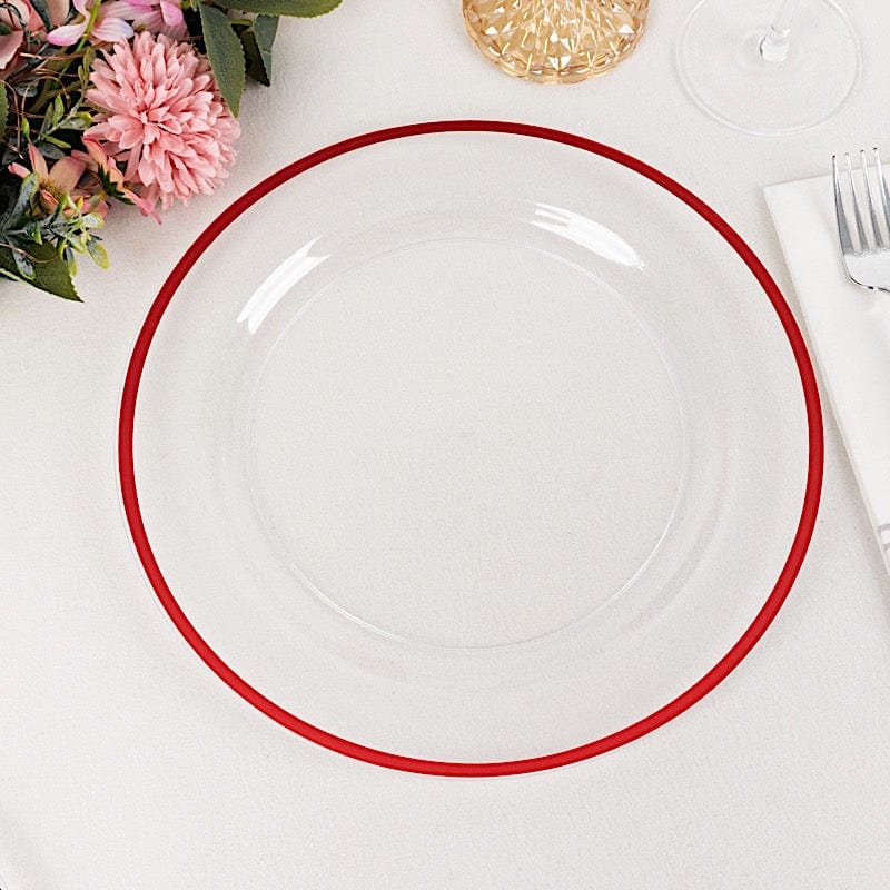 10 Disposable Round Plastic Dessert Plates with Gold Rim