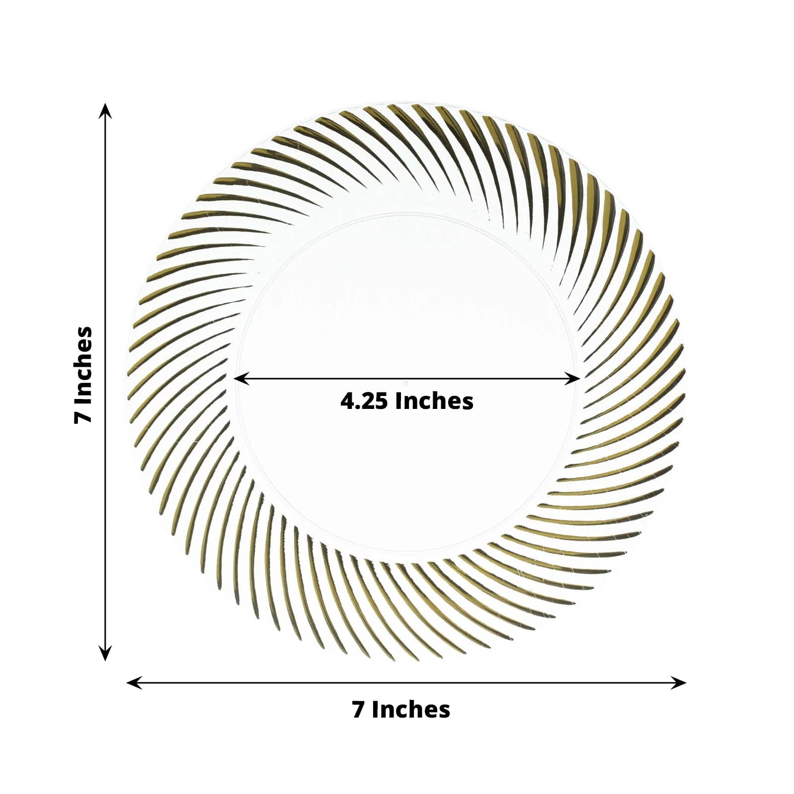 10 Round Disposable Salad and Dinner Plastic Plates with Swirl Design Trim