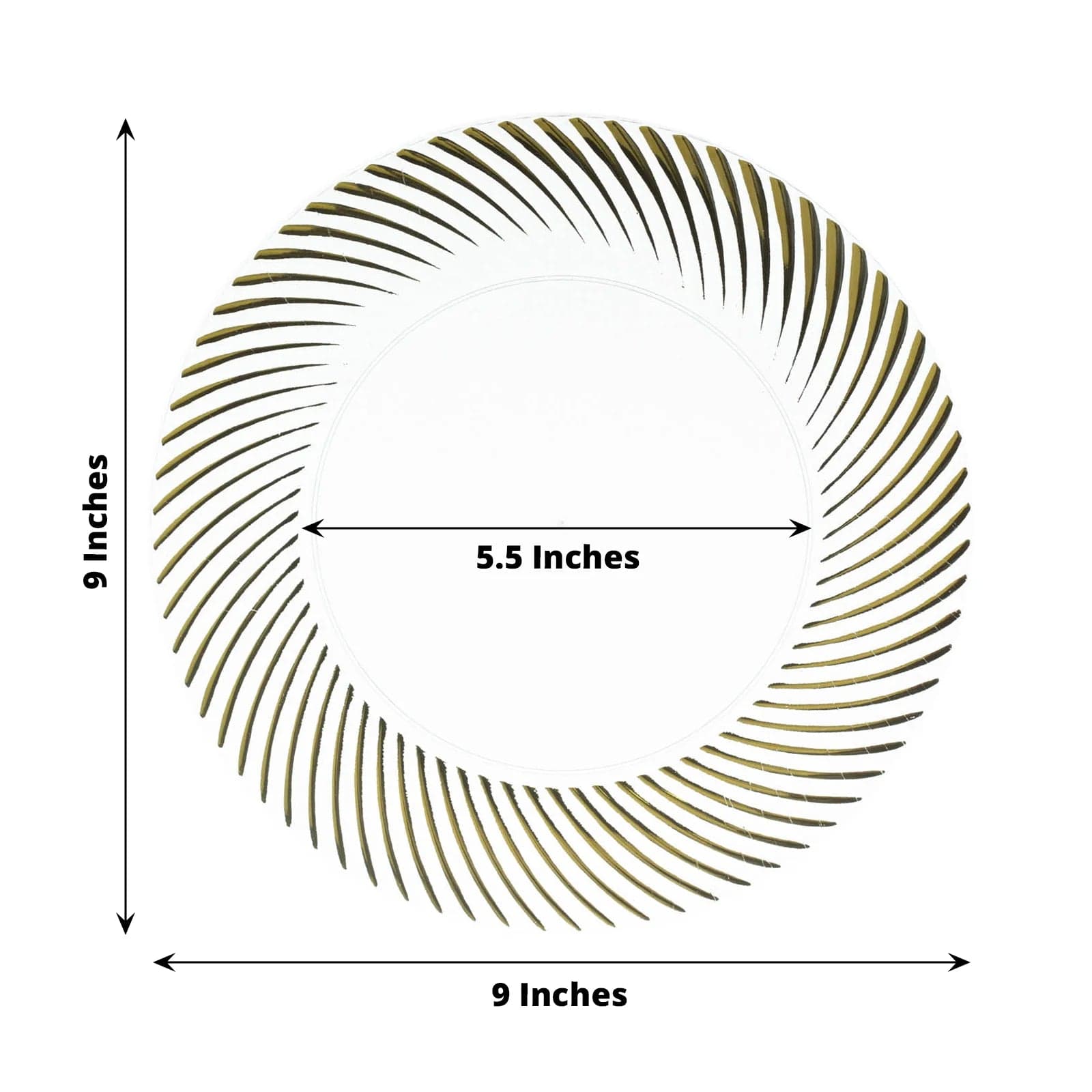 10 Round Disposable Salad and Dinner Plastic Plates with Swirl Design Trim