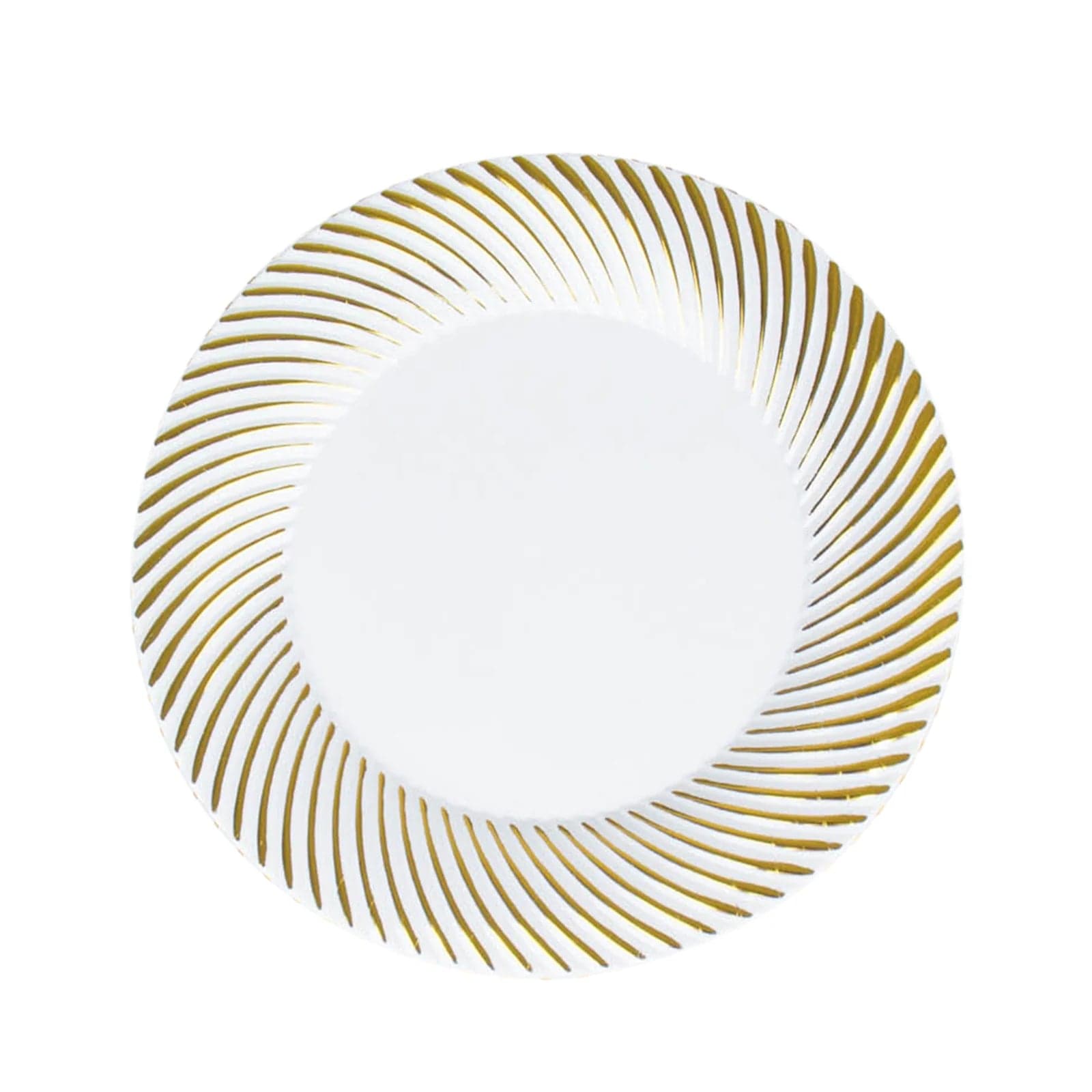 10 Round Disposable Salad and Dinner Plastic Plates with Swirl Design Trim