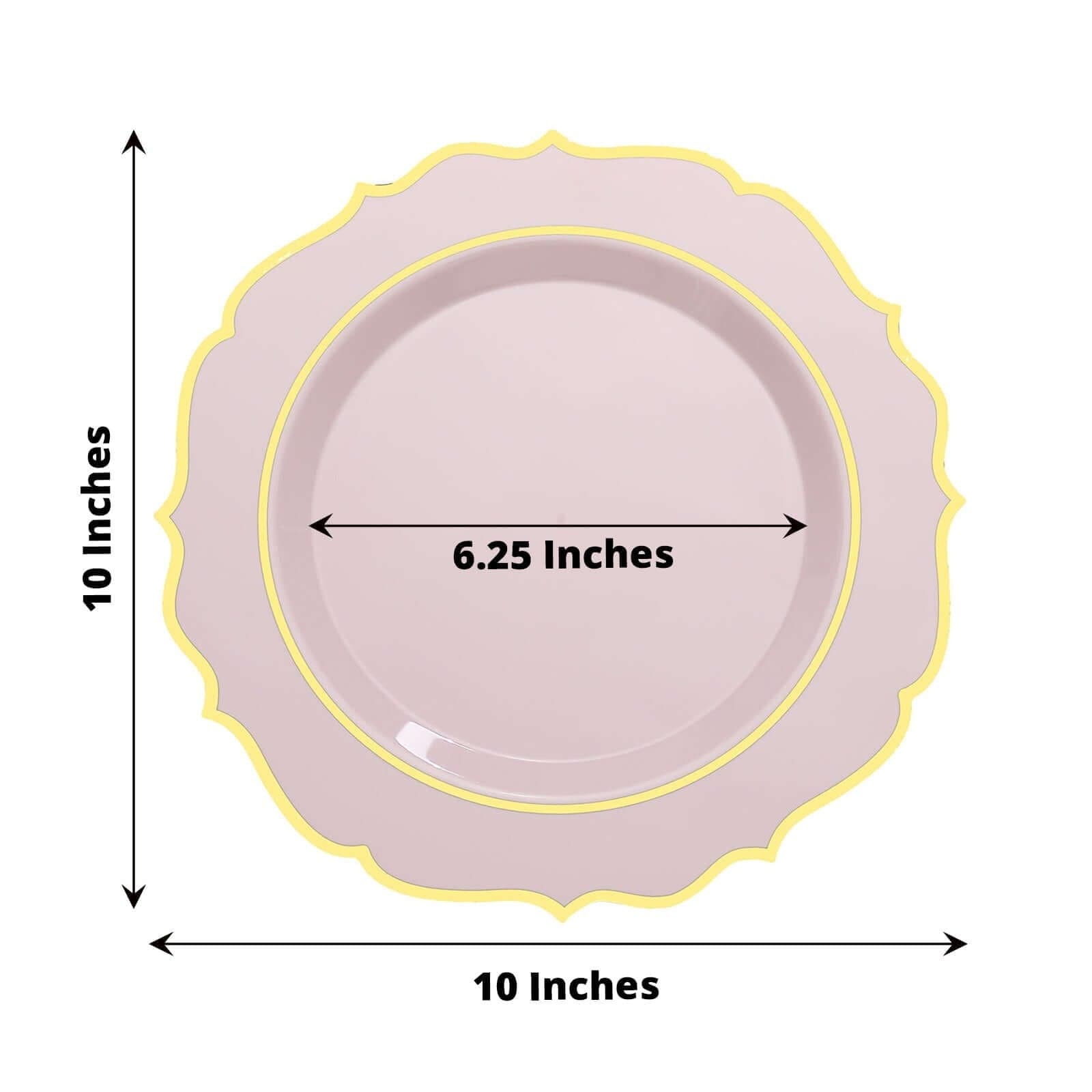 10 pcs 10 in Disposable Plastic Dinner Plates With Scalloped Rim