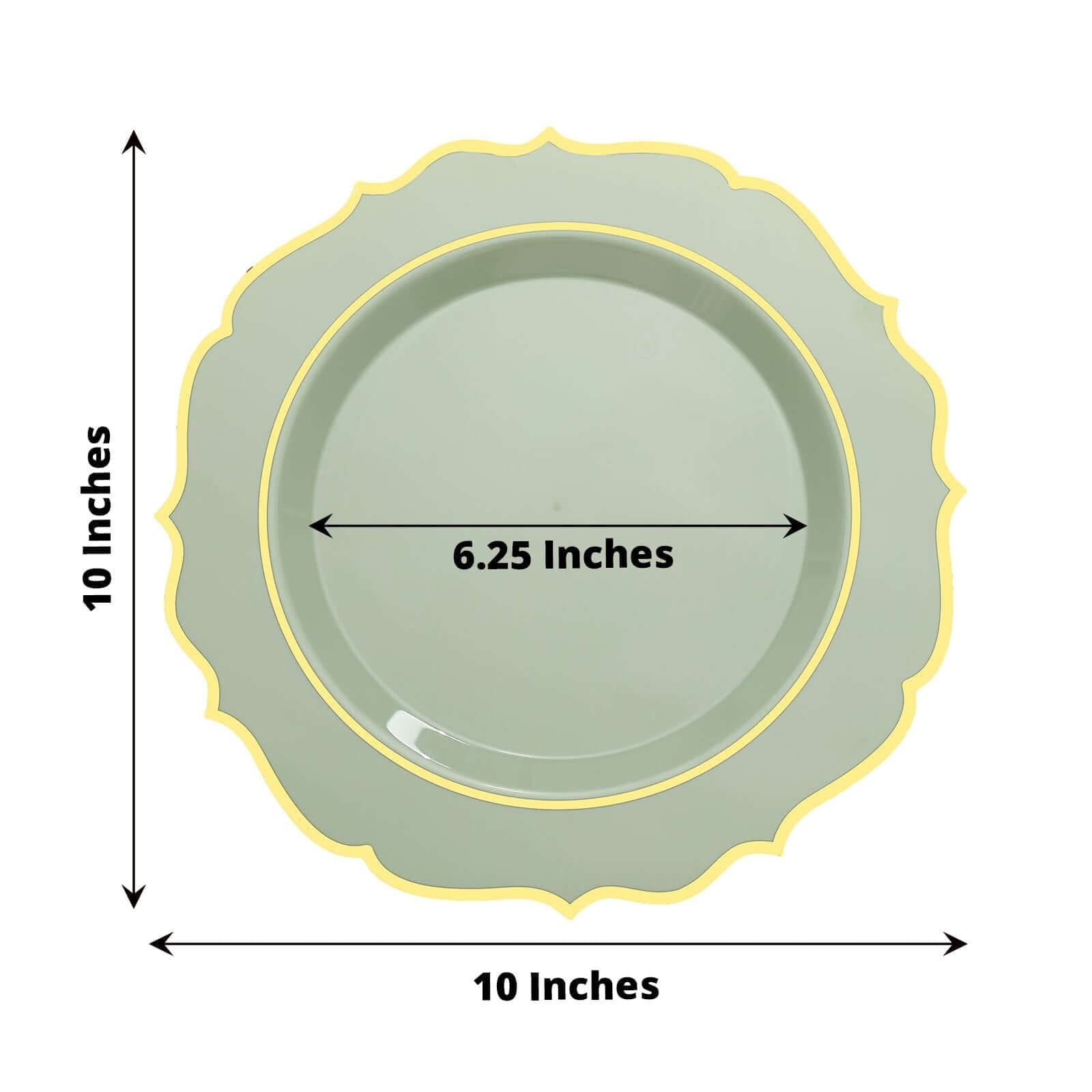 10 pcs 10 in Disposable Plastic Dinner Plates With Scalloped Rim