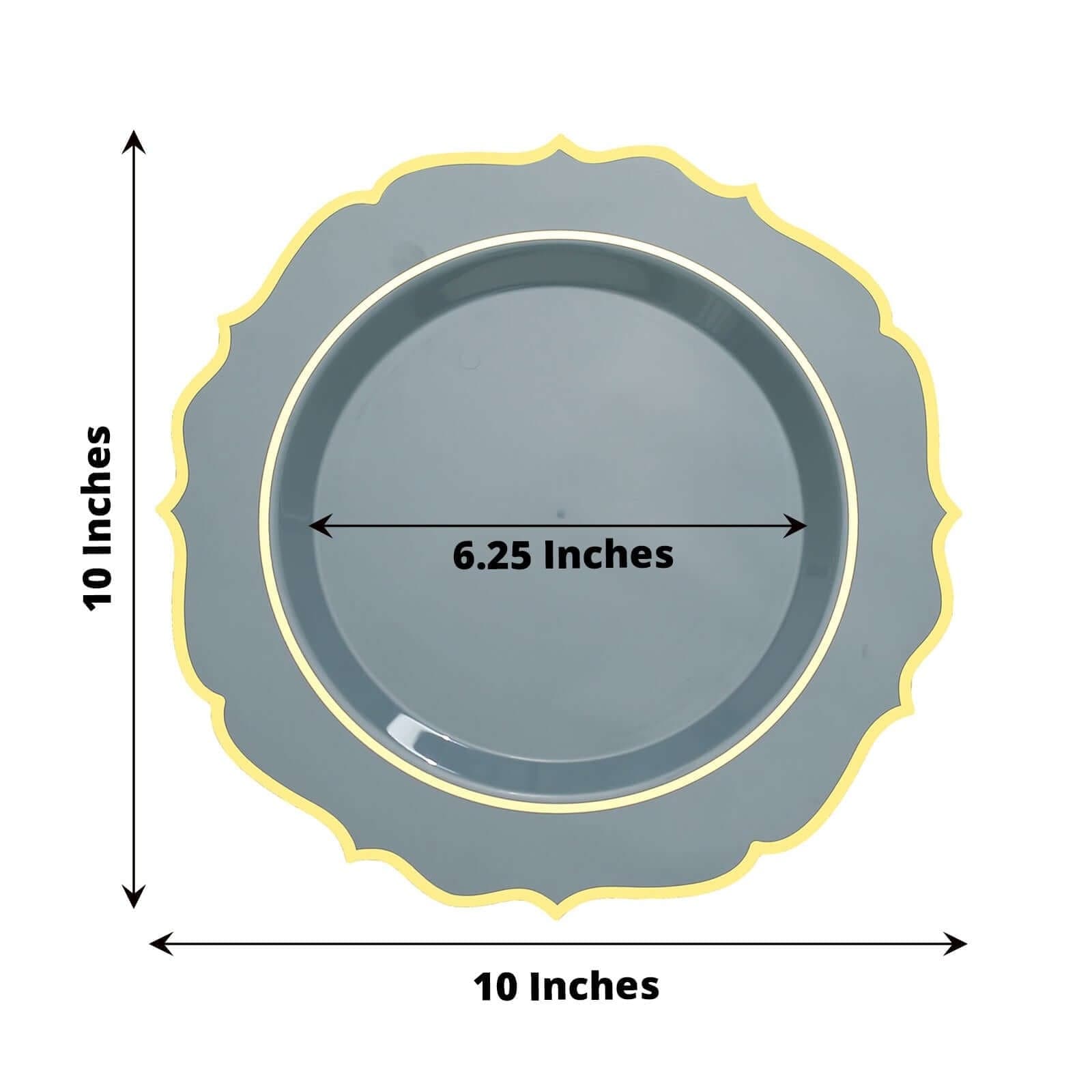 10 pcs 10 in Disposable Plastic Dinner Plates With Scalloped Rim