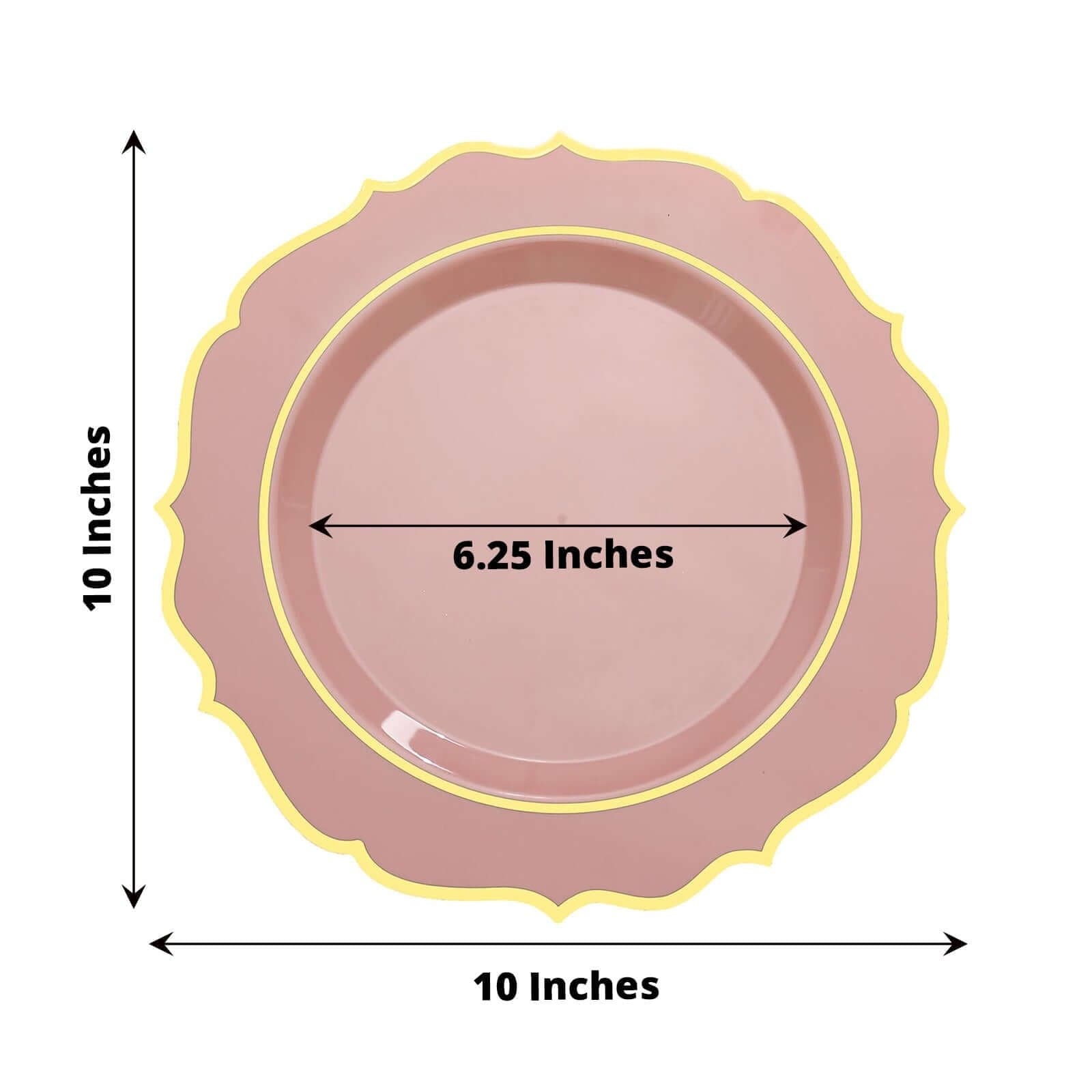 10 pcs 10 in Disposable Plastic Dinner Plates With Scalloped Rim