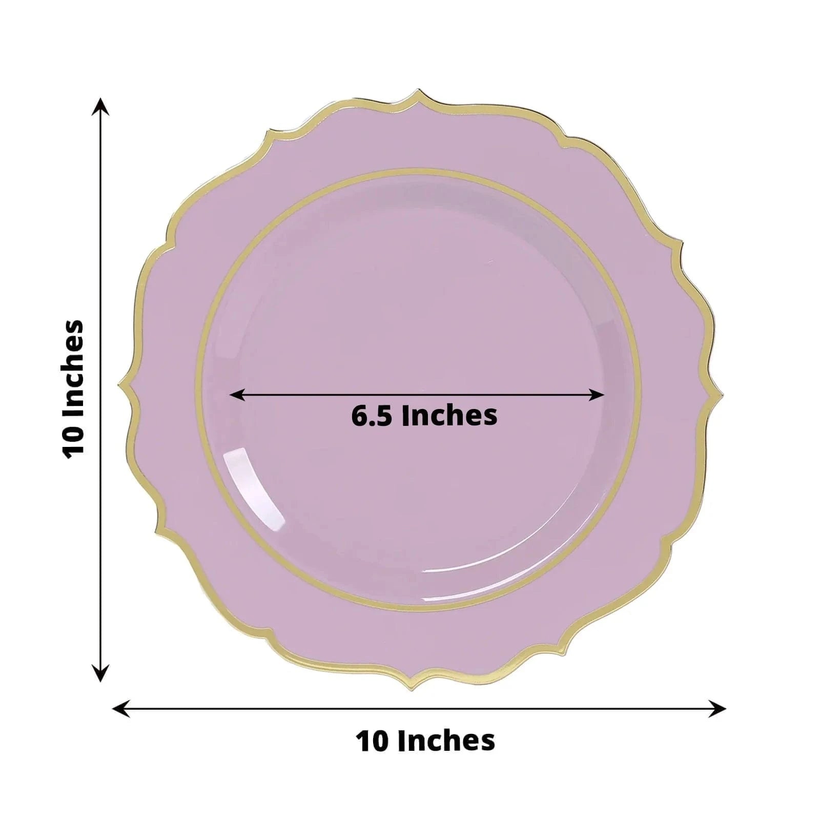 10 pcs 10 in Disposable Plastic Dinner Plates With Scalloped Rim
