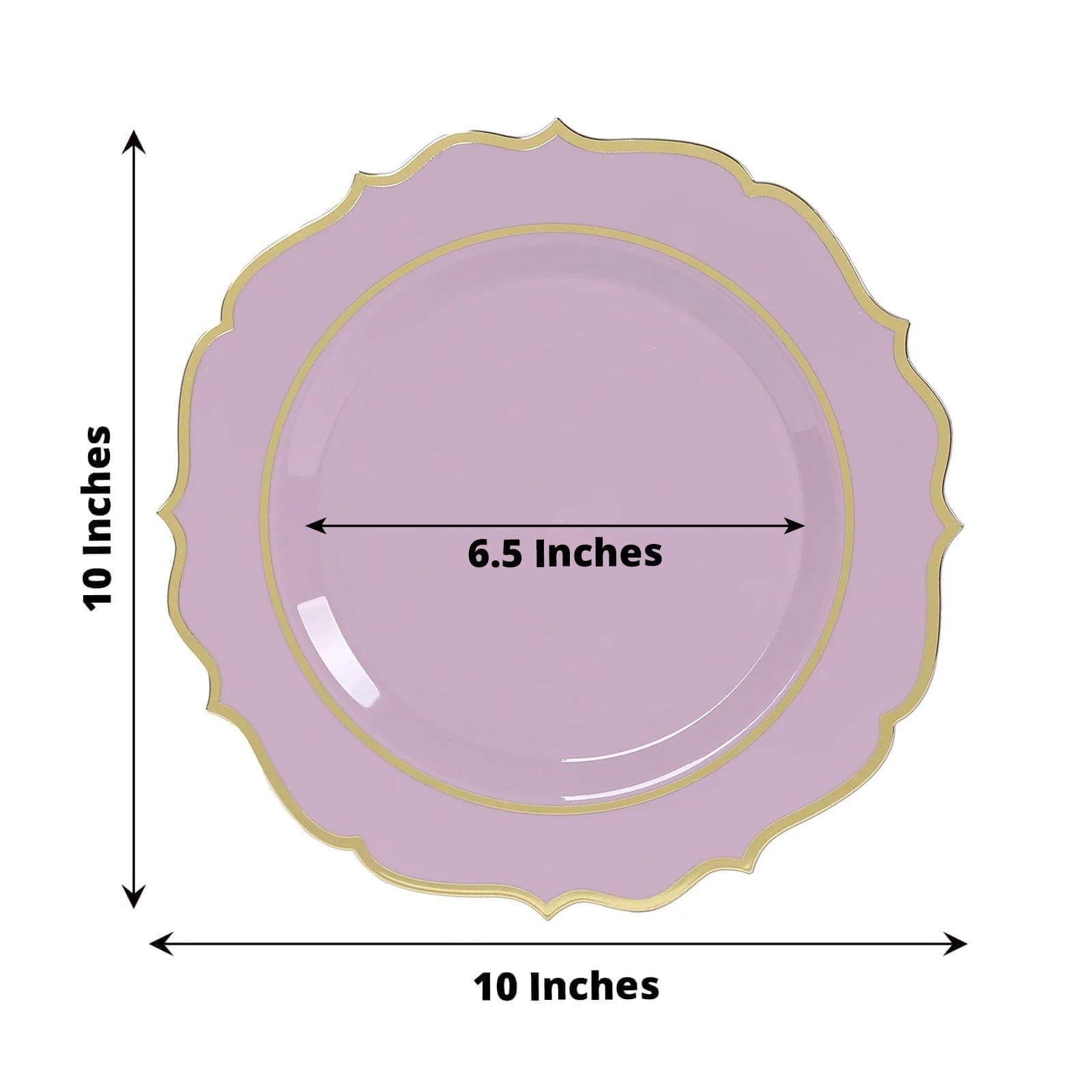 10 pcs 10 in Disposable Plastic Dinner Plates With Scalloped Rim
