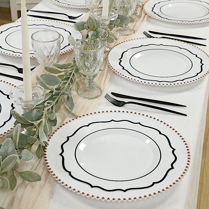 10 pcs 10 in Disposable Plastic Dinner Plates With Scalloped Rim
