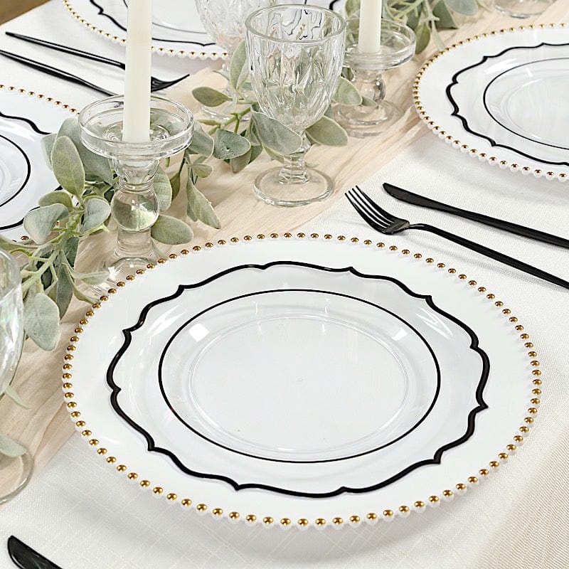 10 pcs 10 in Disposable Plastic Dinner Plates With Scalloped Rim