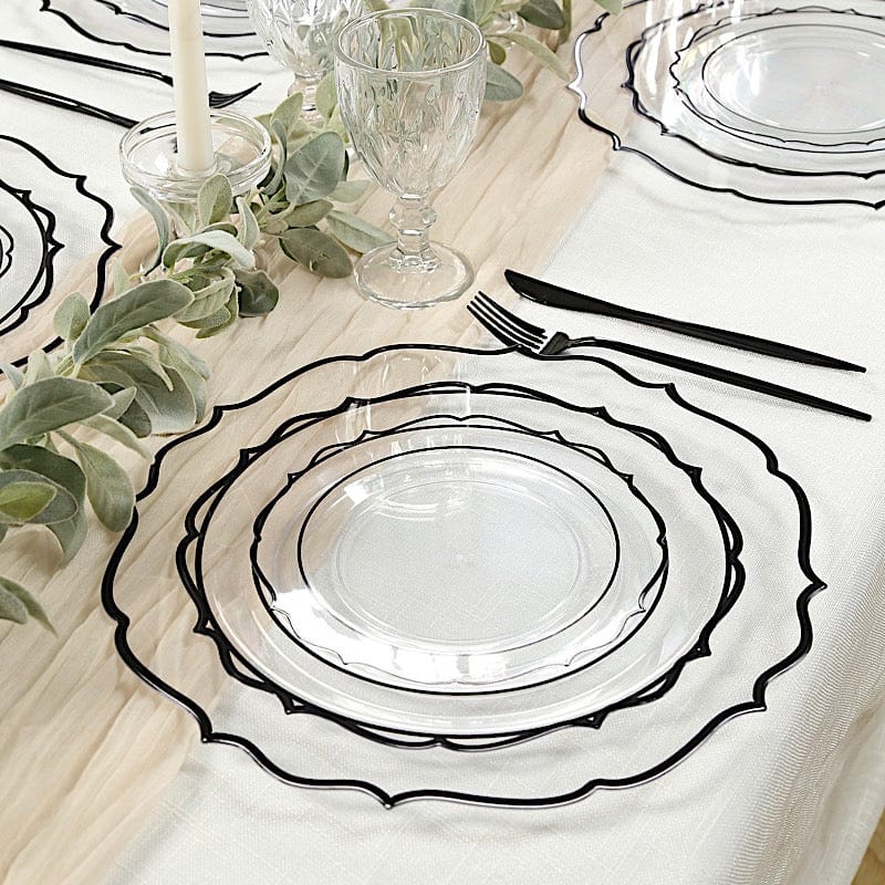 10 pcs 10 in Disposable Plastic Dinner Plates With Scalloped Rim