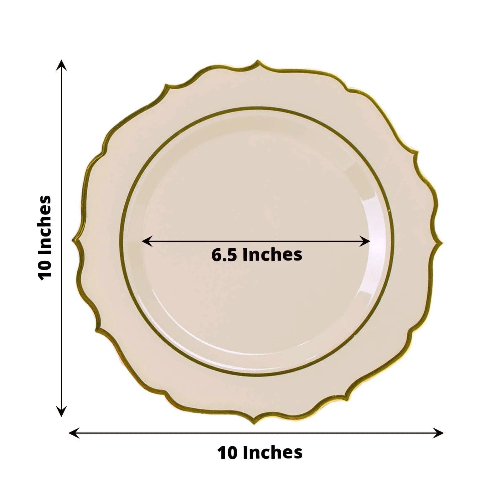 10 pcs 10 in Disposable Plastic Dinner Plates With Scalloped Rim