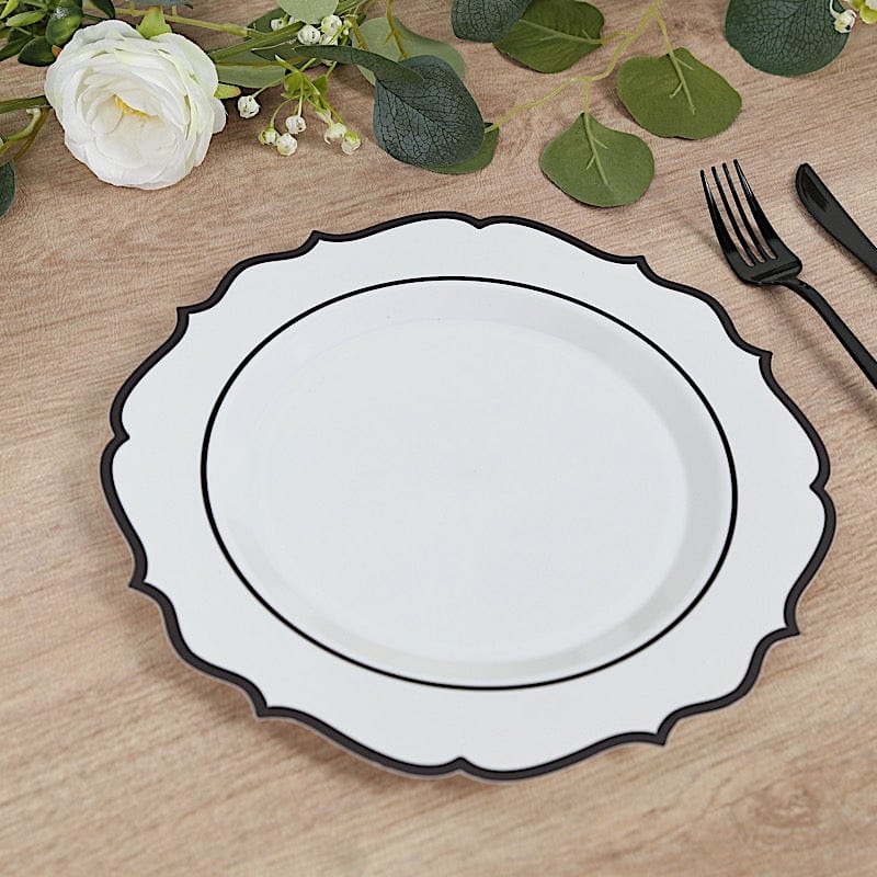 10 pcs 10 in Disposable Plastic Dinner Plates With Scalloped Rim