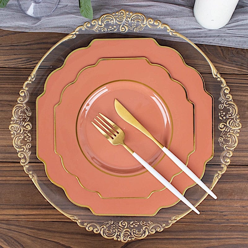 10 pcs 11 in Disposable Baroque Plastic Dinner Plates