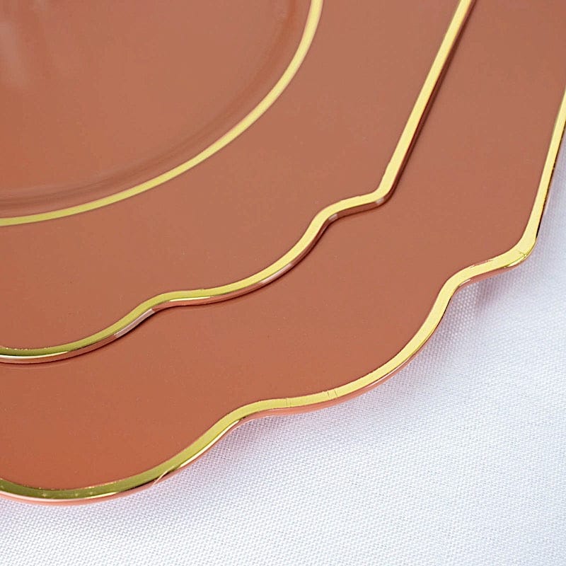 10 pcs 8 in Disposable Baroque Plastic Dessert Plates with Gold Rim