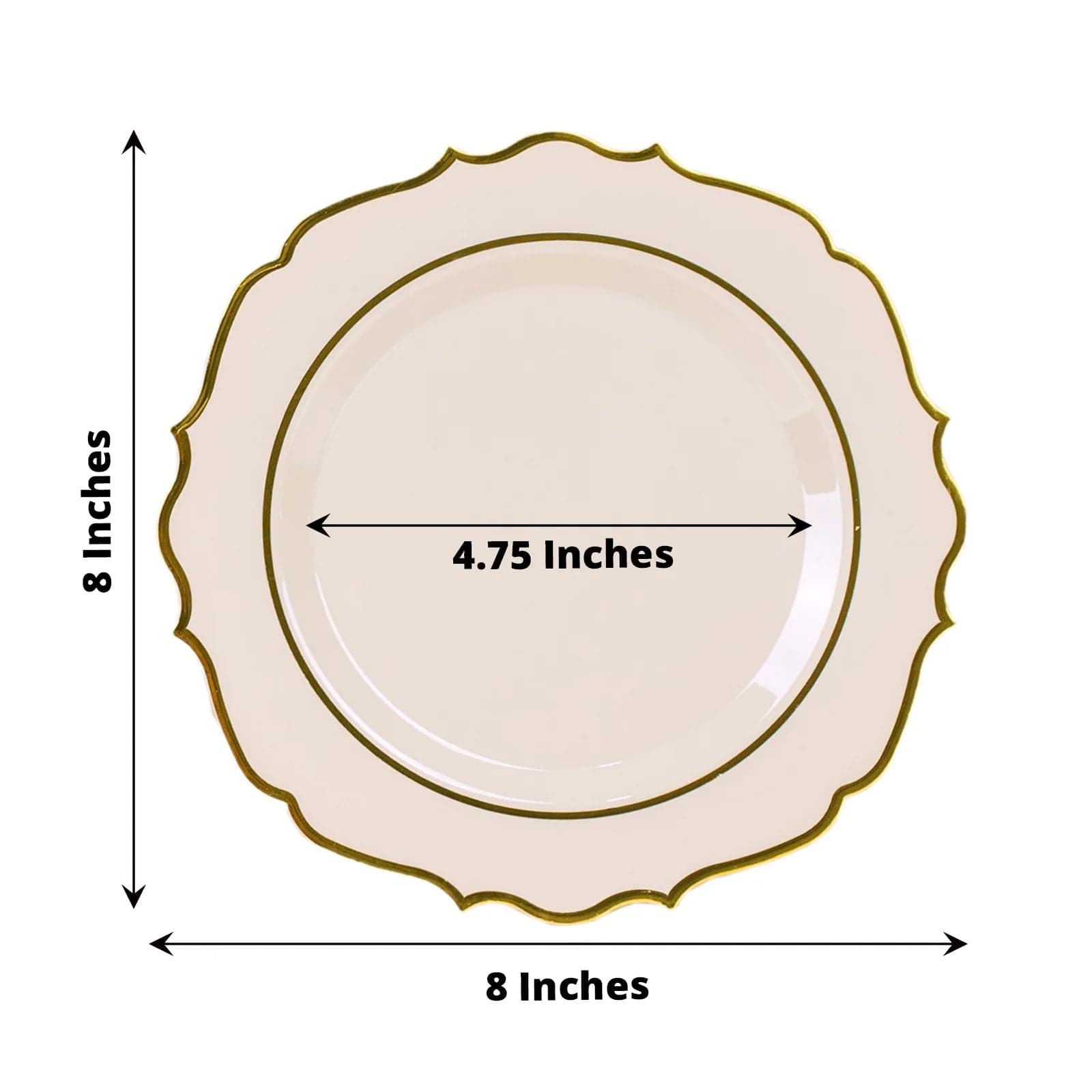 10 pcs 8 in Disposable White Plastic Dessert Plates