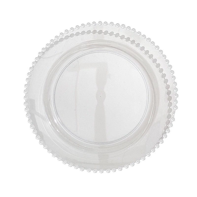 10 Round Disposable Plastic Salad and Dinner Plates with Beaded Trim