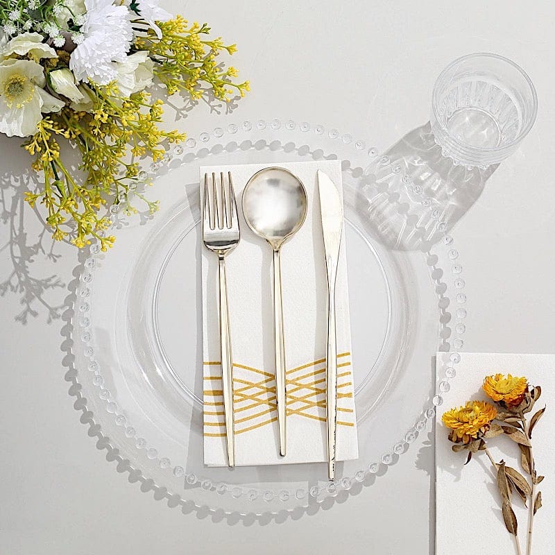 10 Round Disposable Plastic Salad and Dinner Plates with Beaded Trim