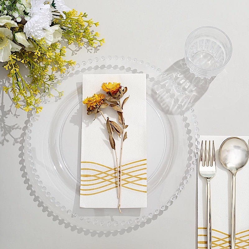 10 Round Disposable Plastic Salad and Dinner Plates with Beaded Trim