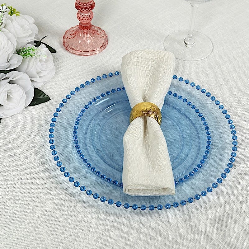 10 Round Disposable Plastic Salad and Dinner Plates with Beaded Trim