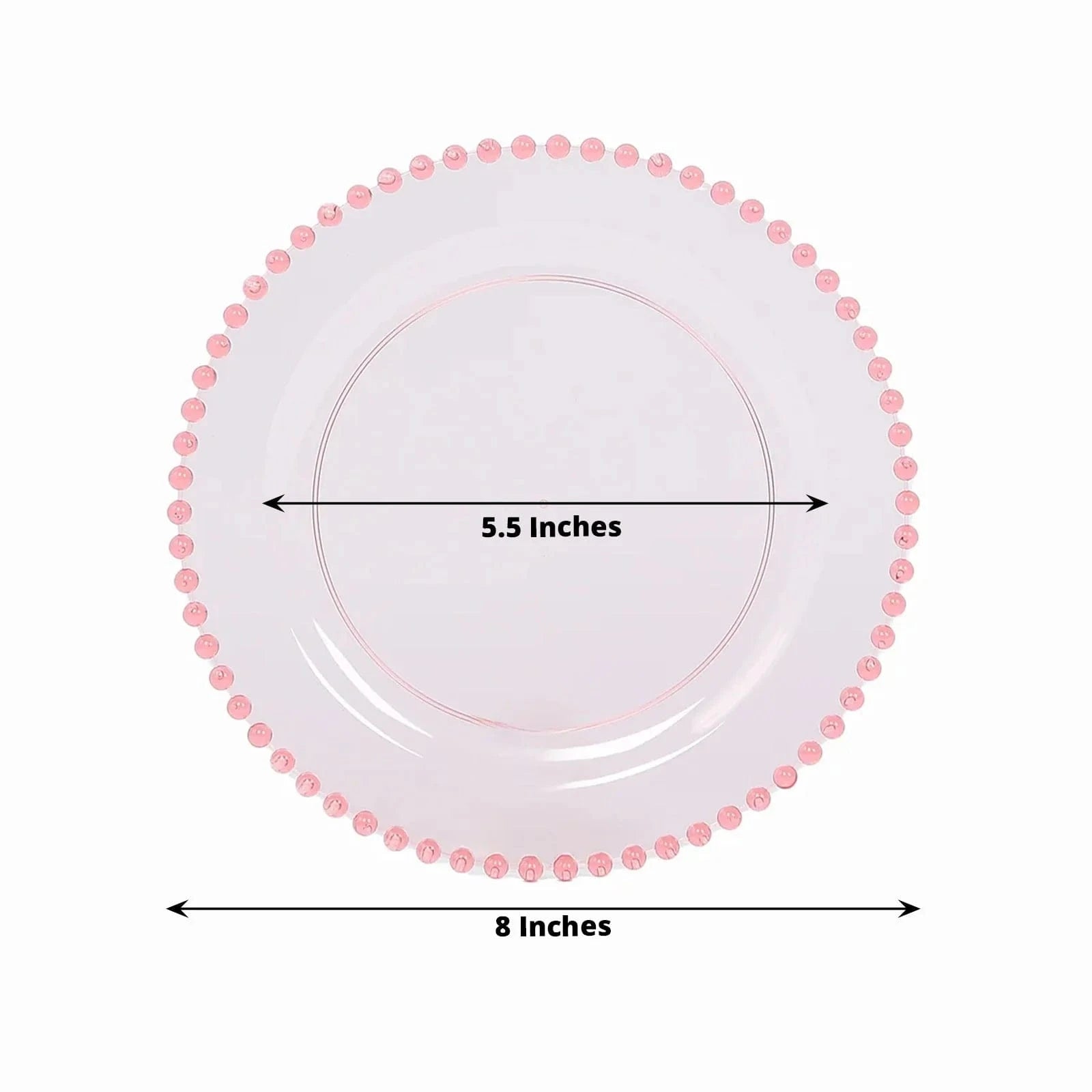 10 Round Disposable Plastic Salad and Dinner Plates with Beaded Trim