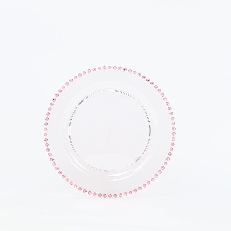 10 Round Disposable Plastic Salad and Dinner Plates with Beaded Trim