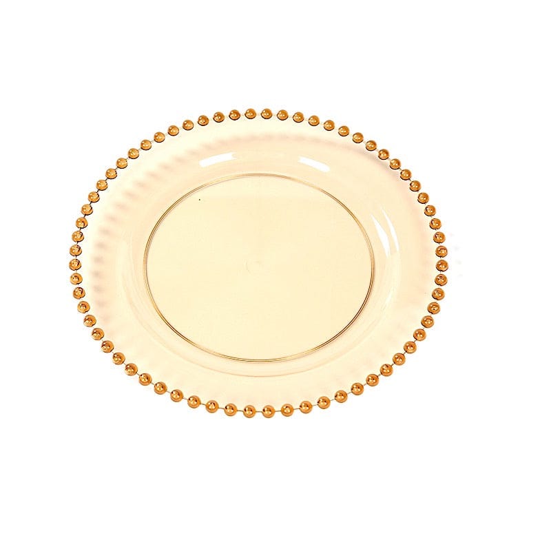10 Round Disposable Plastic Salad and Dinner Plates with Beaded Trim