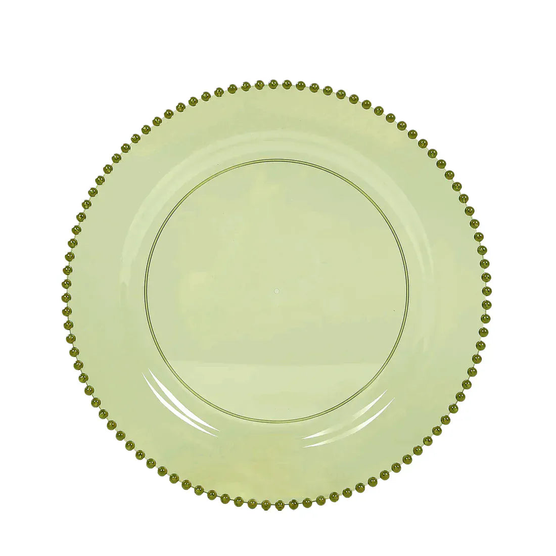 10 Round Disposable Plastic Salad and Dinner Plates with Beaded Trim