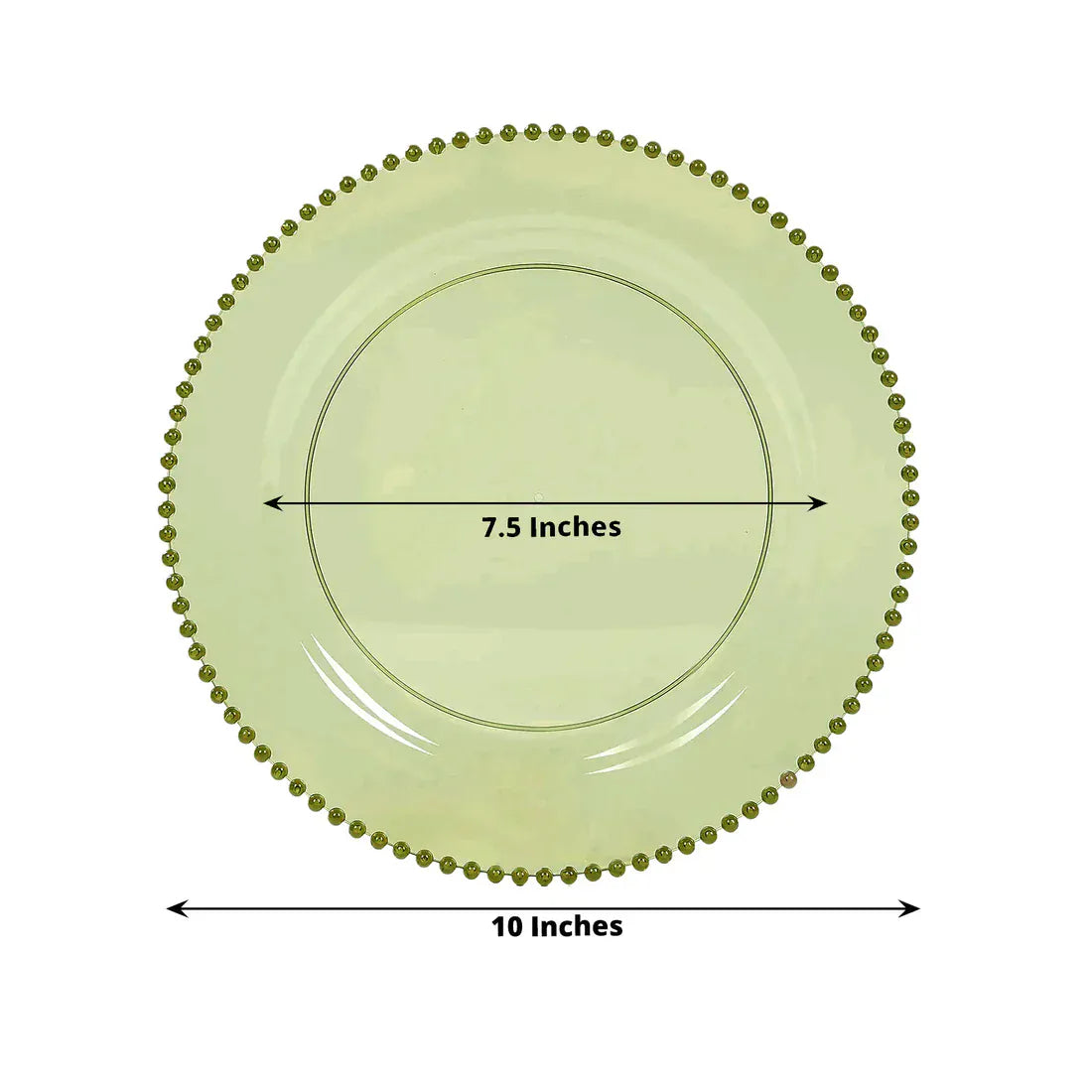 10 Round Disposable Plastic Salad and Dinner Plates with Beaded Trim