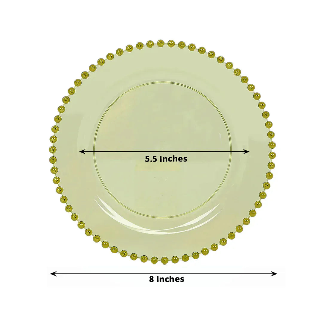 10 Round Disposable Plastic Salad and Dinner Plates with Beaded Trim