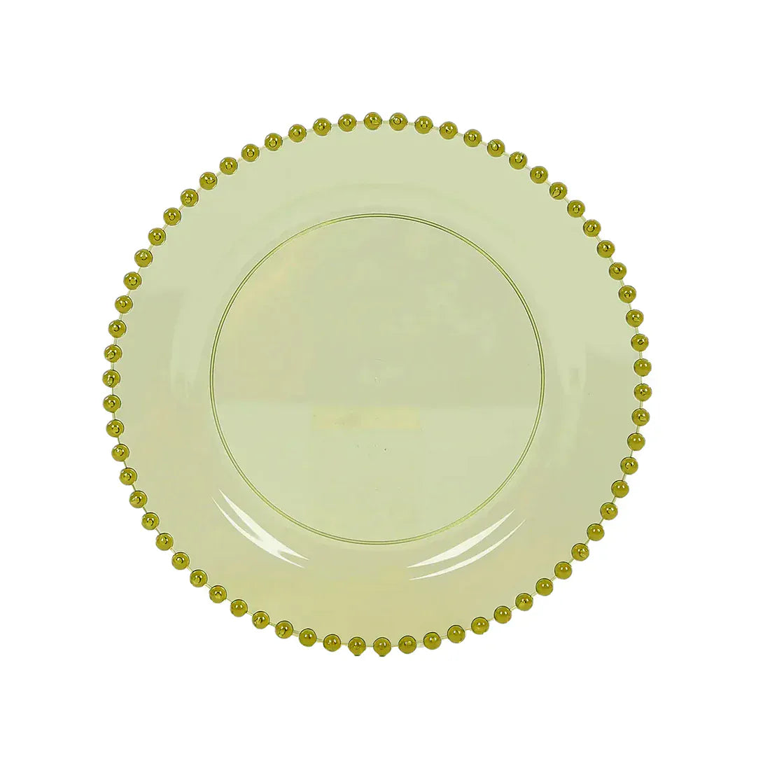 10 Round Disposable Plastic Salad and Dinner Plates with Beaded Trim