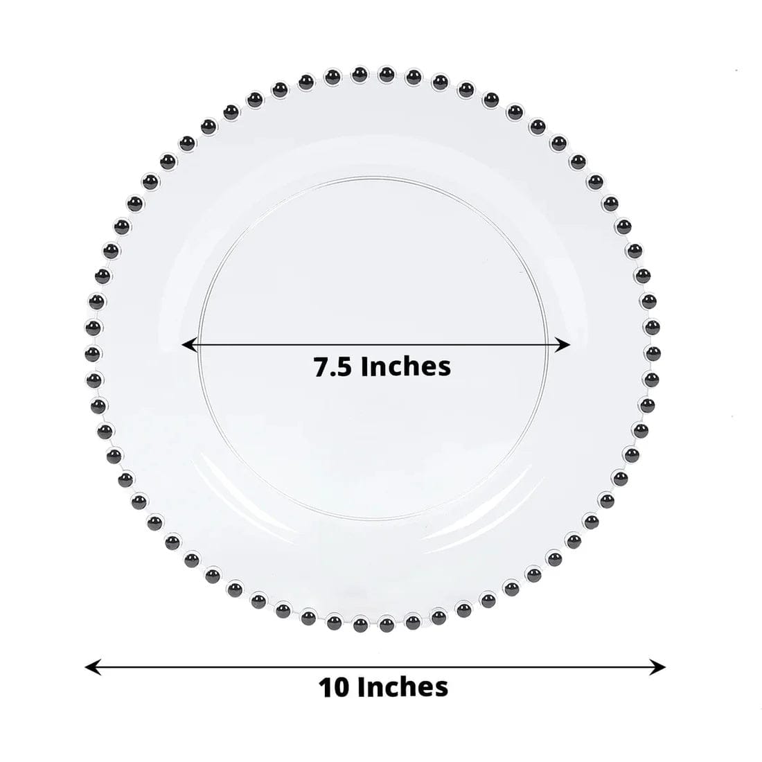 10 Round Disposable Plastic Salad and Dinner Plates with Beaded Trim