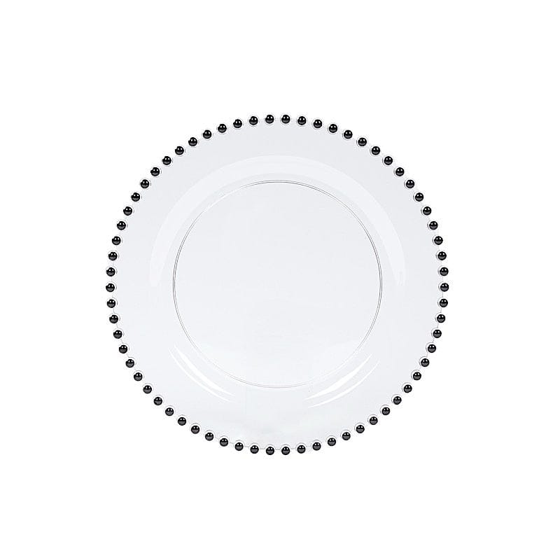 10 Round Disposable Plastic Salad and Dinner Plates with Beaded Trim