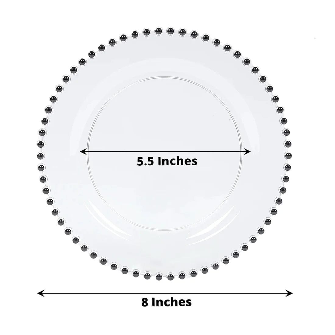 10 Round Disposable Plastic Salad and Dinner Plates with Beaded Trim