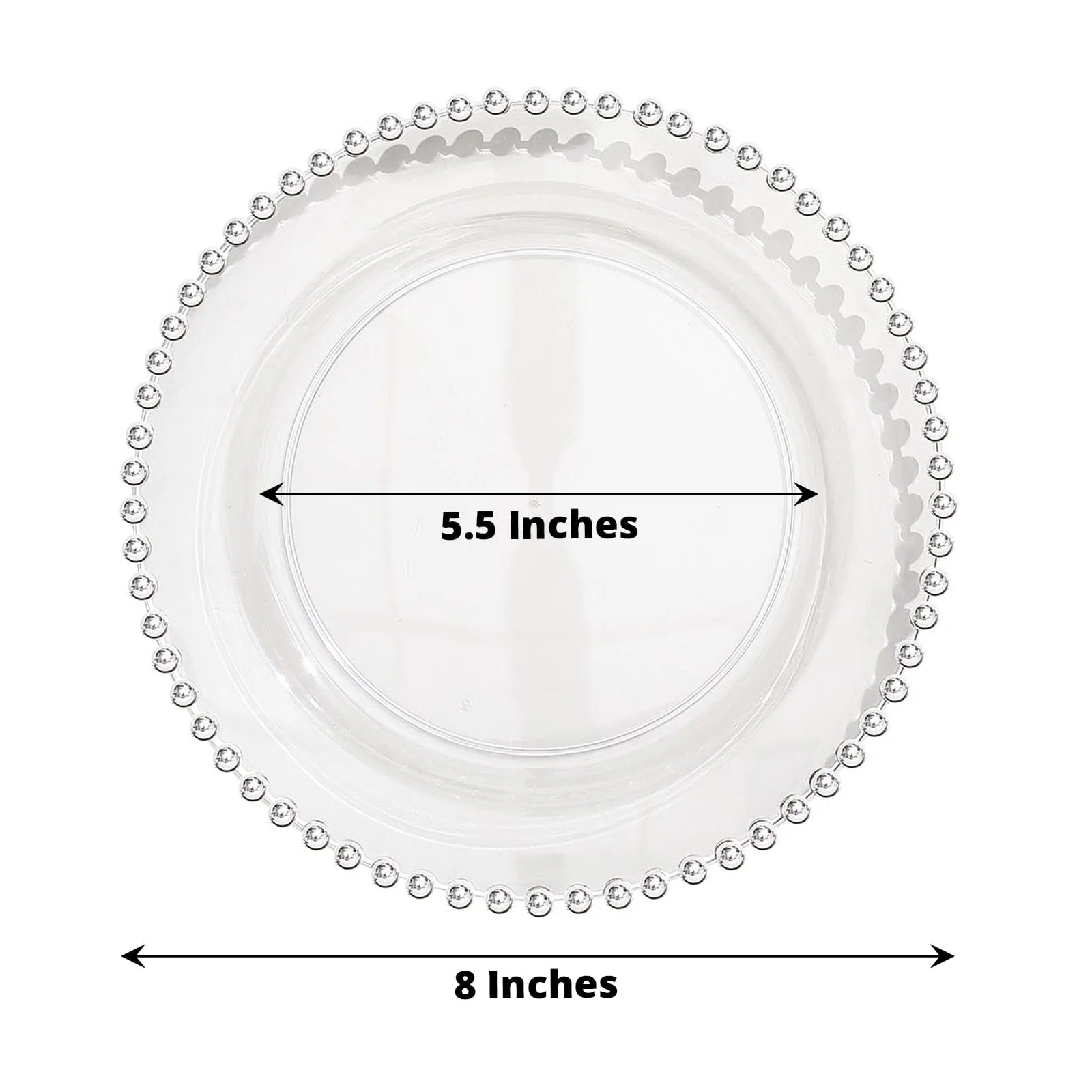 10 Round Disposable Plastic Salad and Dinner Plates with Beaded Trim