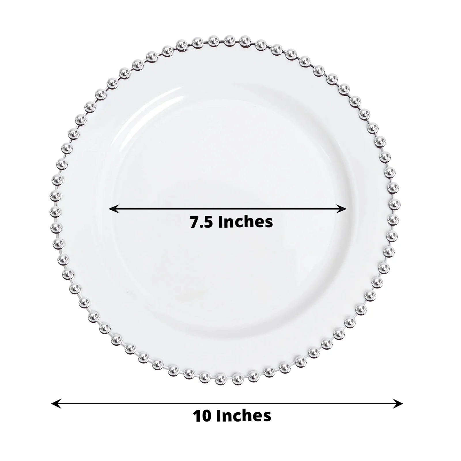 10 Round Disposable Plastic Salad and Dinner Plates with Beaded Trim