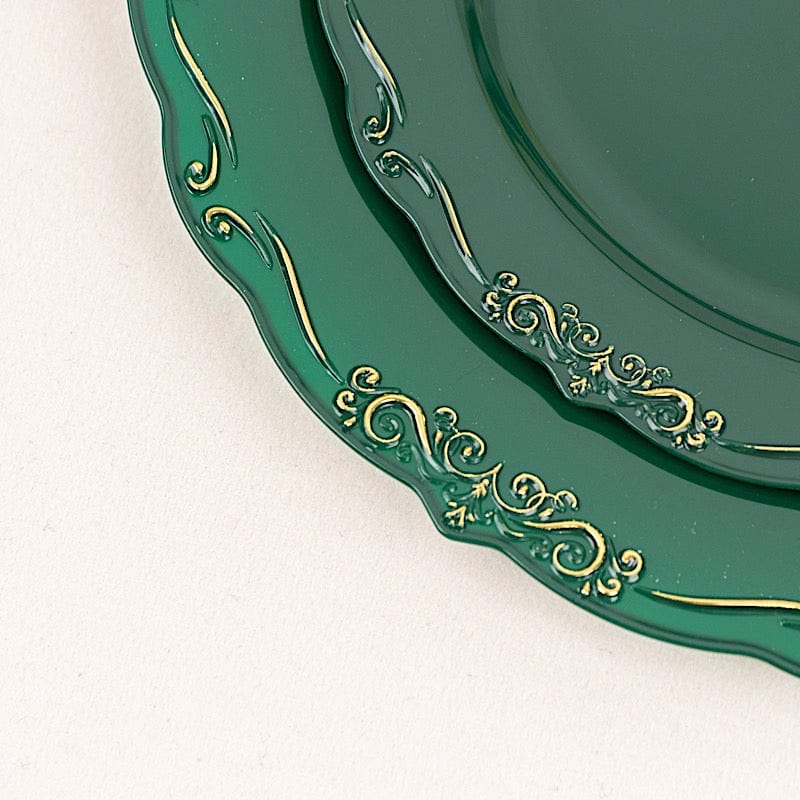 10 Round Disposable Salad and Dinner Plastic Plates with Embossed Scalloped Trim