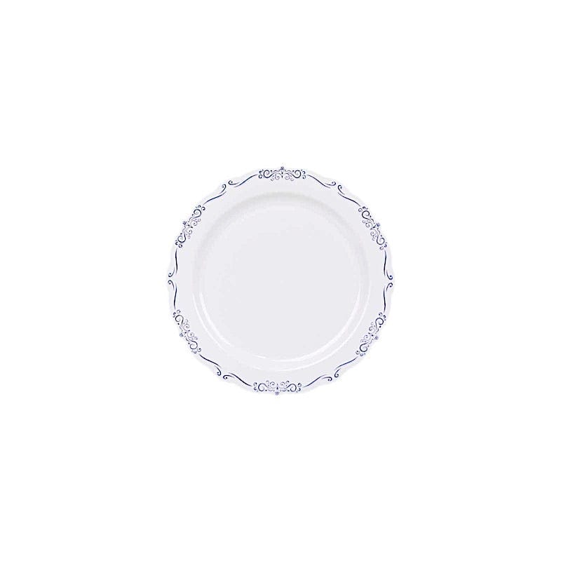 10 Round Disposable Salad and Dinner Plastic Plates with Embossed Scalloped Trim