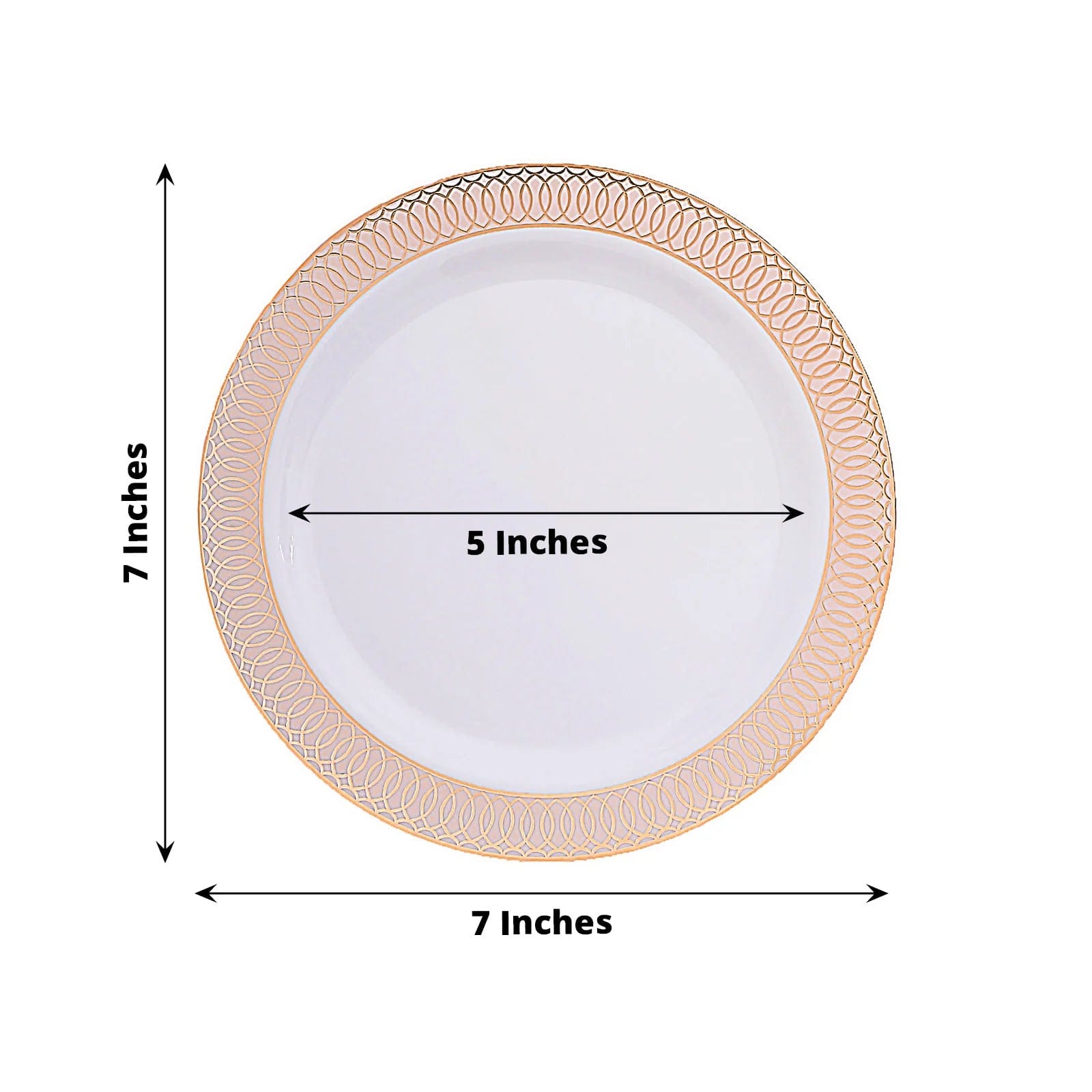 10 Round Disposable Salad and Dinner Plastic Plates with Spiral Trim