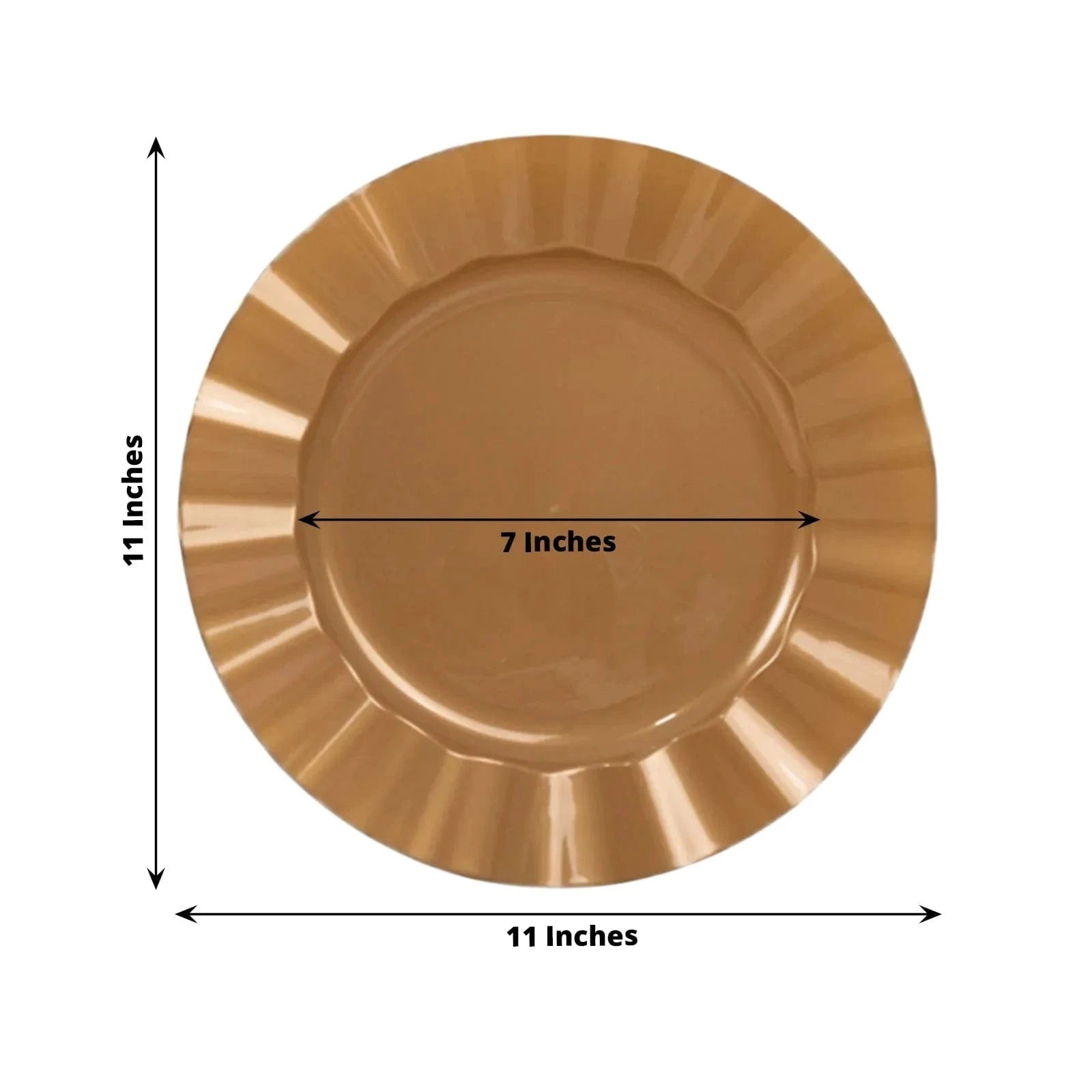 10 Round Disposable Salad Dinner Plastic Plates with Gold Wavy Trim