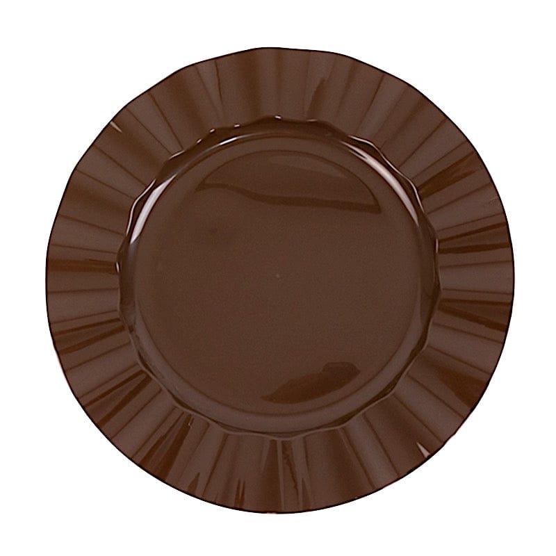 10 Round Disposable Salad Dinner Plastic Plates with Gold Wavy Trim