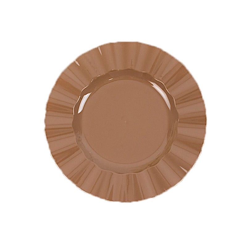 10 Round Disposable Salad Dinner Plastic Plates with Gold Wavy Trim