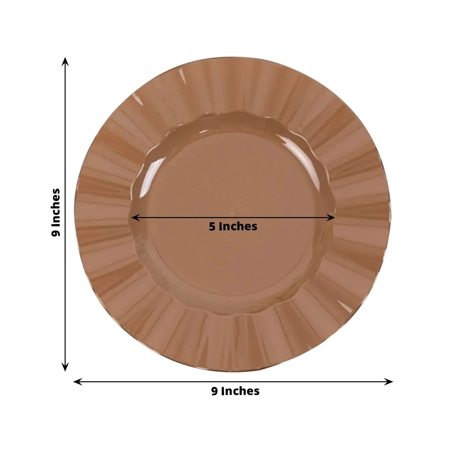 10 Round Disposable Salad Dinner Plastic Plates with Gold Wavy Trim