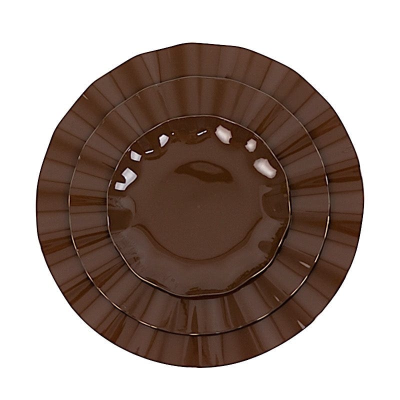 10 Round Disposable Salad Dinner Plastic Plates with Gold Wavy Trim