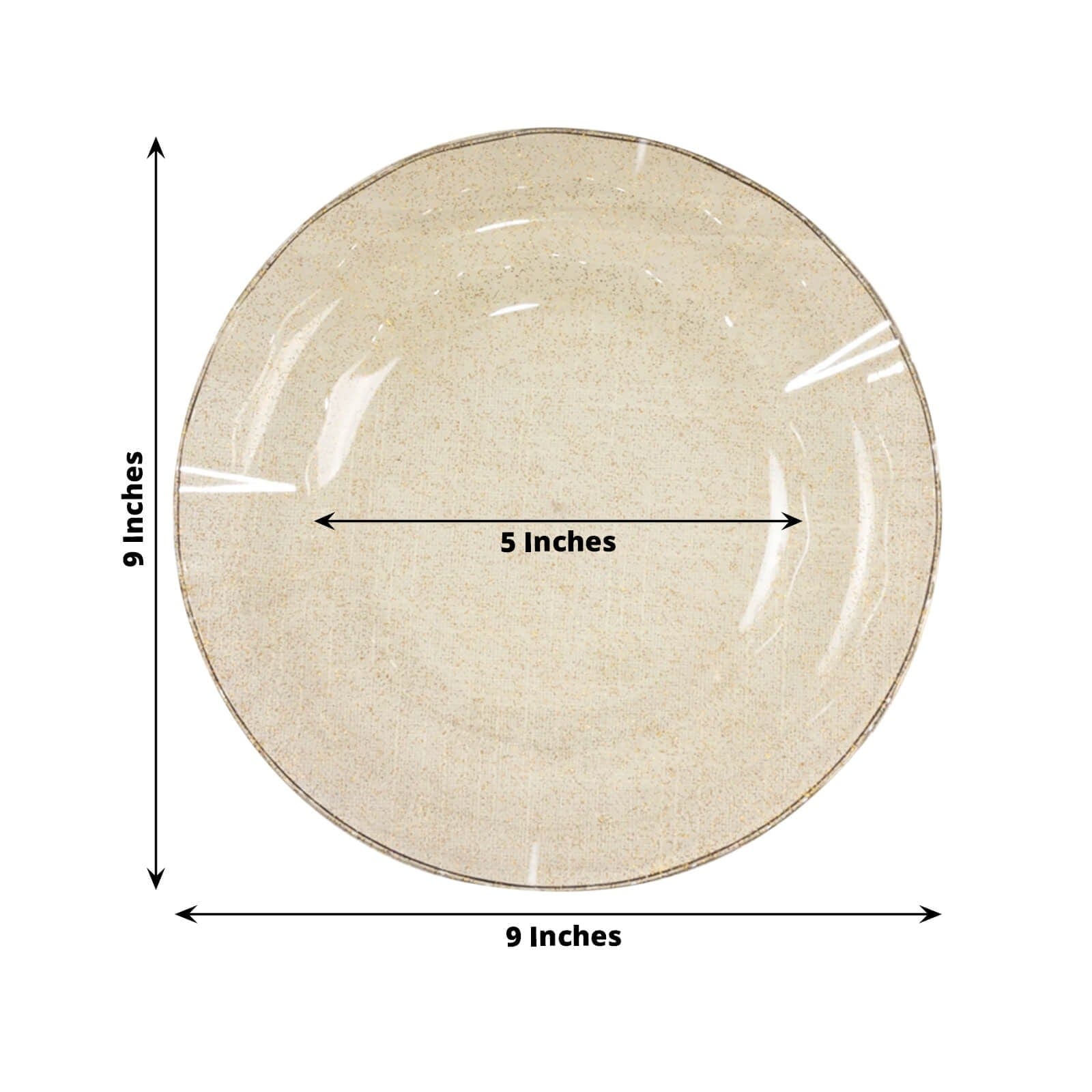 10 Round Disposable Salad Dinner Plastic Plates with Gold Wavy Trim