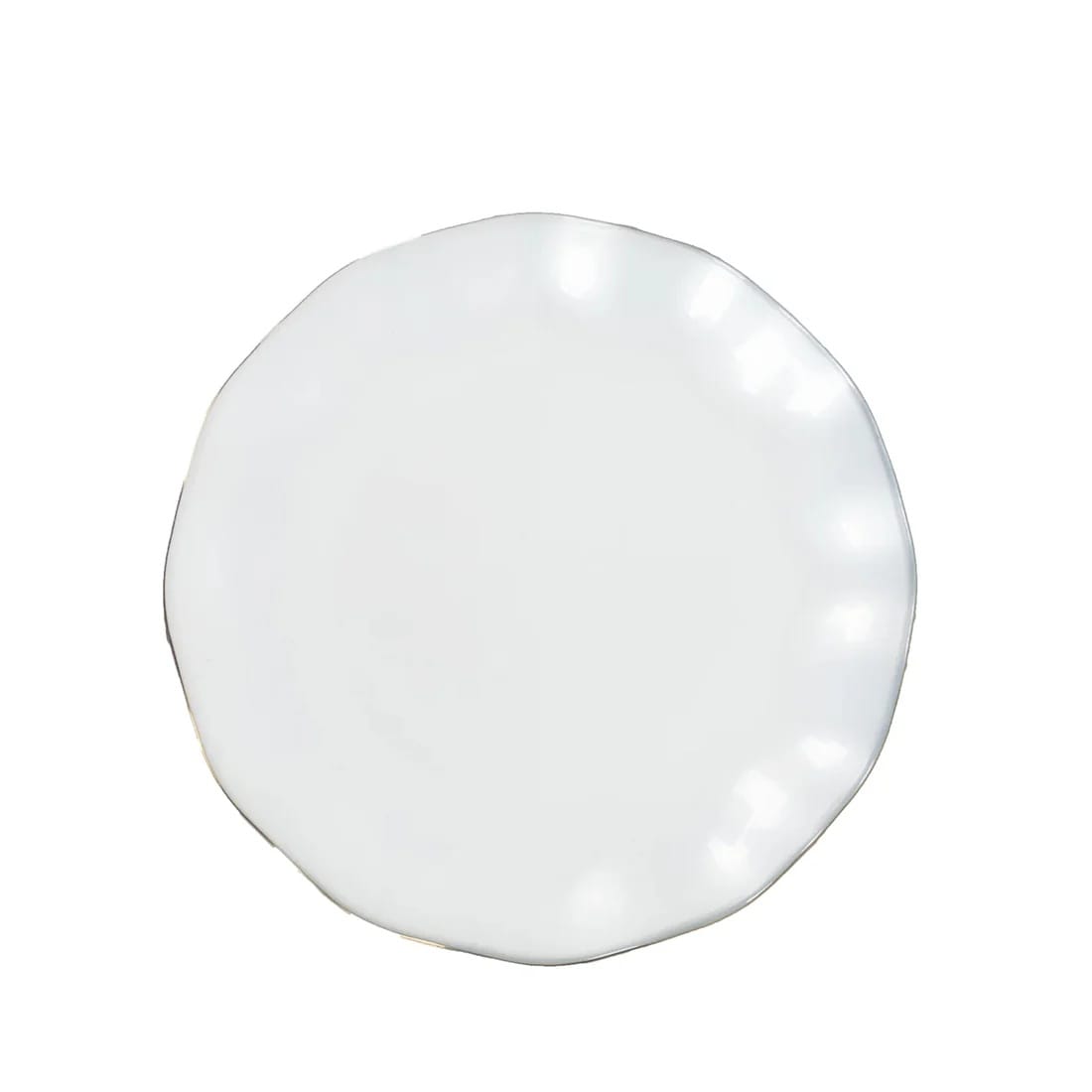 10 Round Disposable Salad Dinner Plastic Plates with Gold Wavy Trim