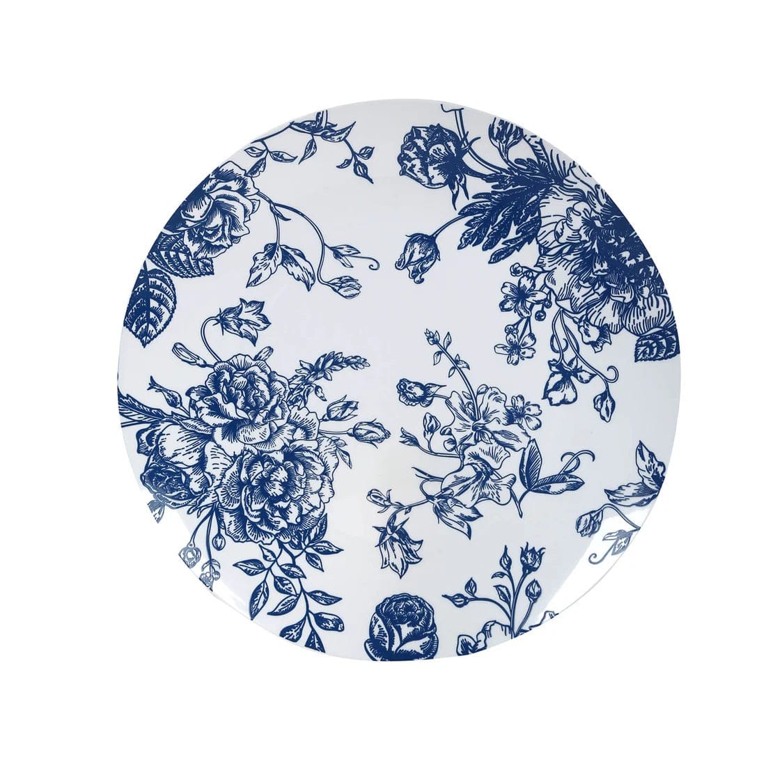 10 Round French Toile Floral Disposable Salad and Dinner Plastic Plates