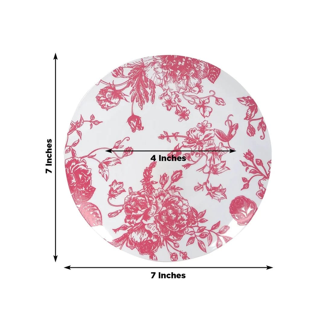 10 Round French Toile Floral Disposable Salad and Dinner Plastic Plates